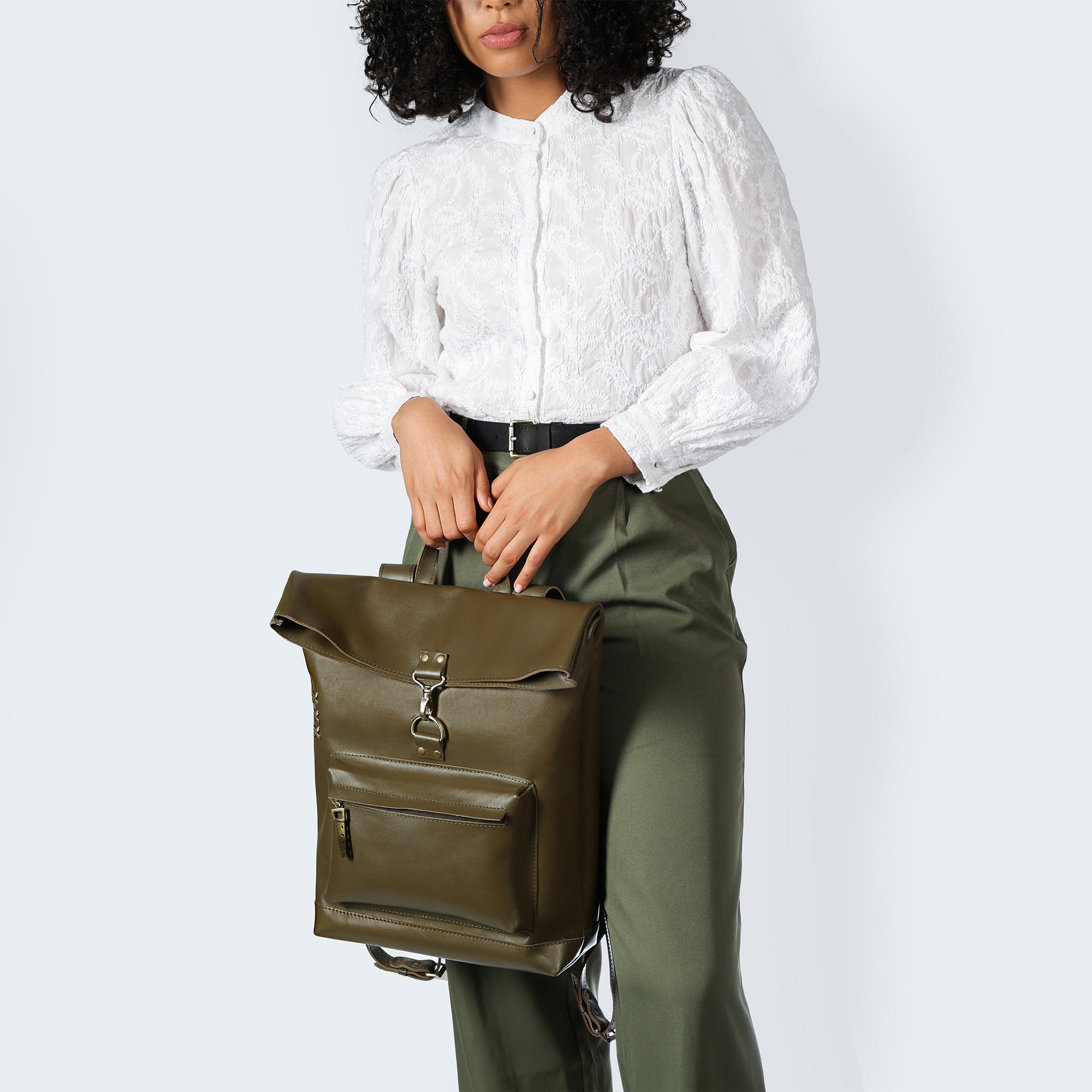 Roll-top Handcrafting Leather Women's Backpack - Forester 13", 14", 15" and 16" inch laptops