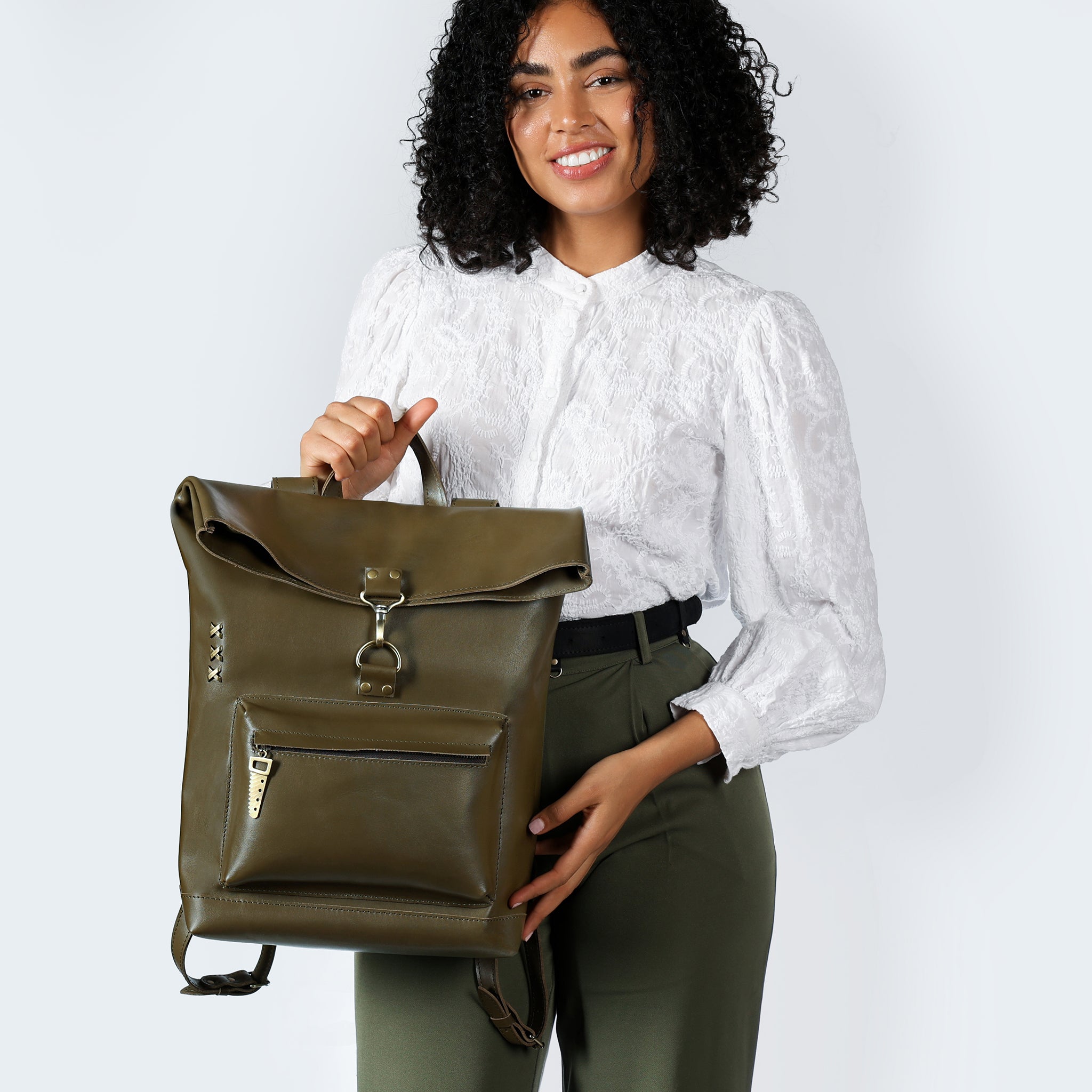 Roll-top Handcrafting Leather Women's Backpack - Forester 13", 14", 15" and 16" inch laptops