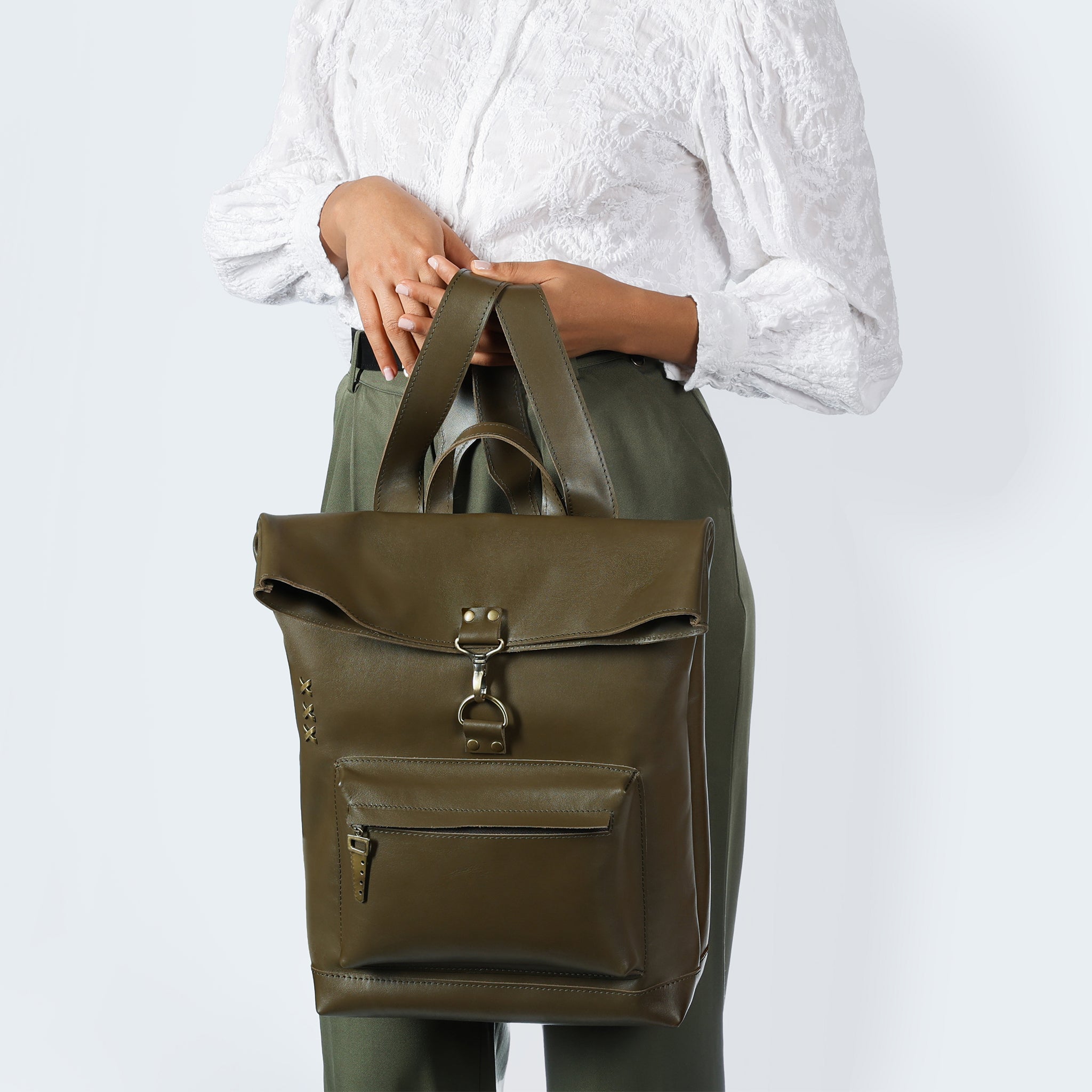 Roll-top Handcrafting Leather Women's Backpack - Forester 13", 14", 15" and 16" inch laptops