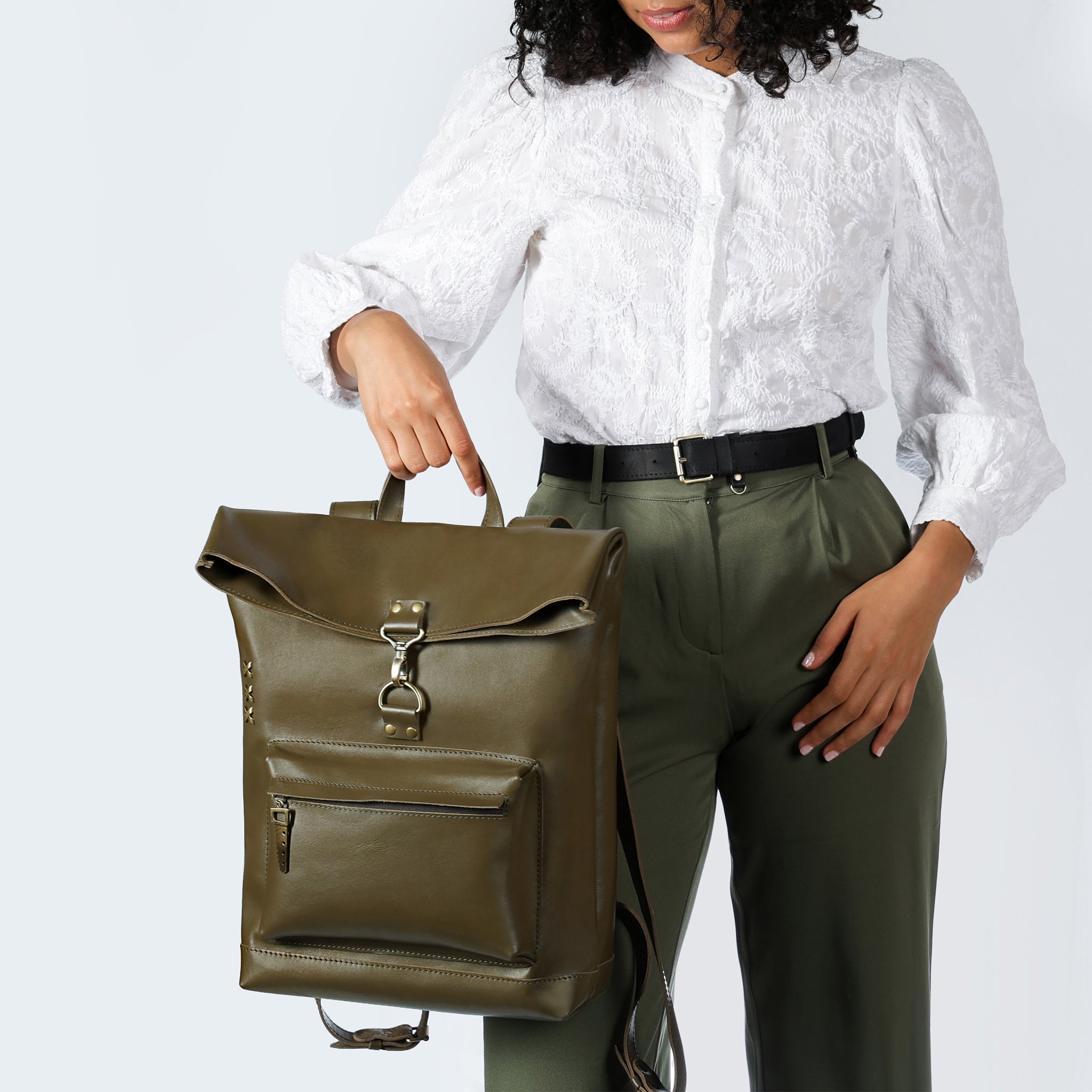 Roll-top Handcrafting Leather Women's Backpack - Forester 13", 14", 15" and 16" inch laptops