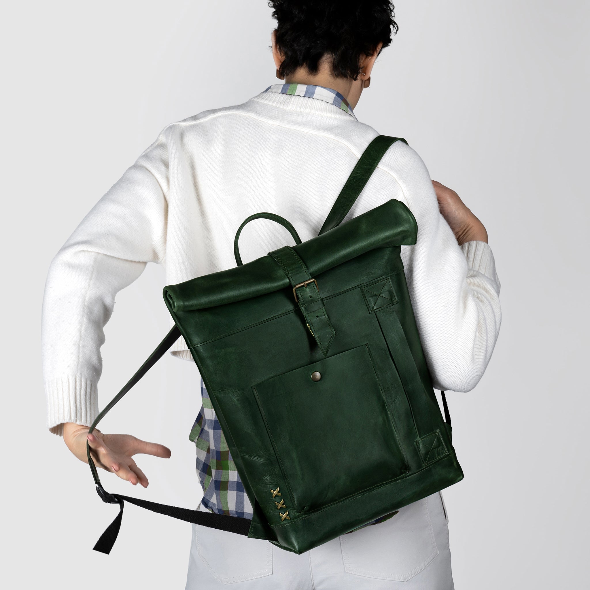 Roll-Top Handcrafting ,Women's Leather Backpack - Wanderlust 13-16 inch. laptops