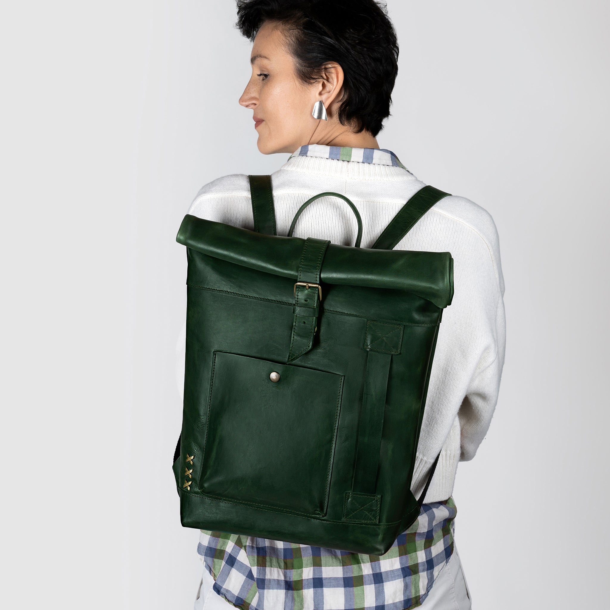 Roll-Top Handcrafting ,Women's Leather Backpack - Wanderlust 13-16 inch. laptops