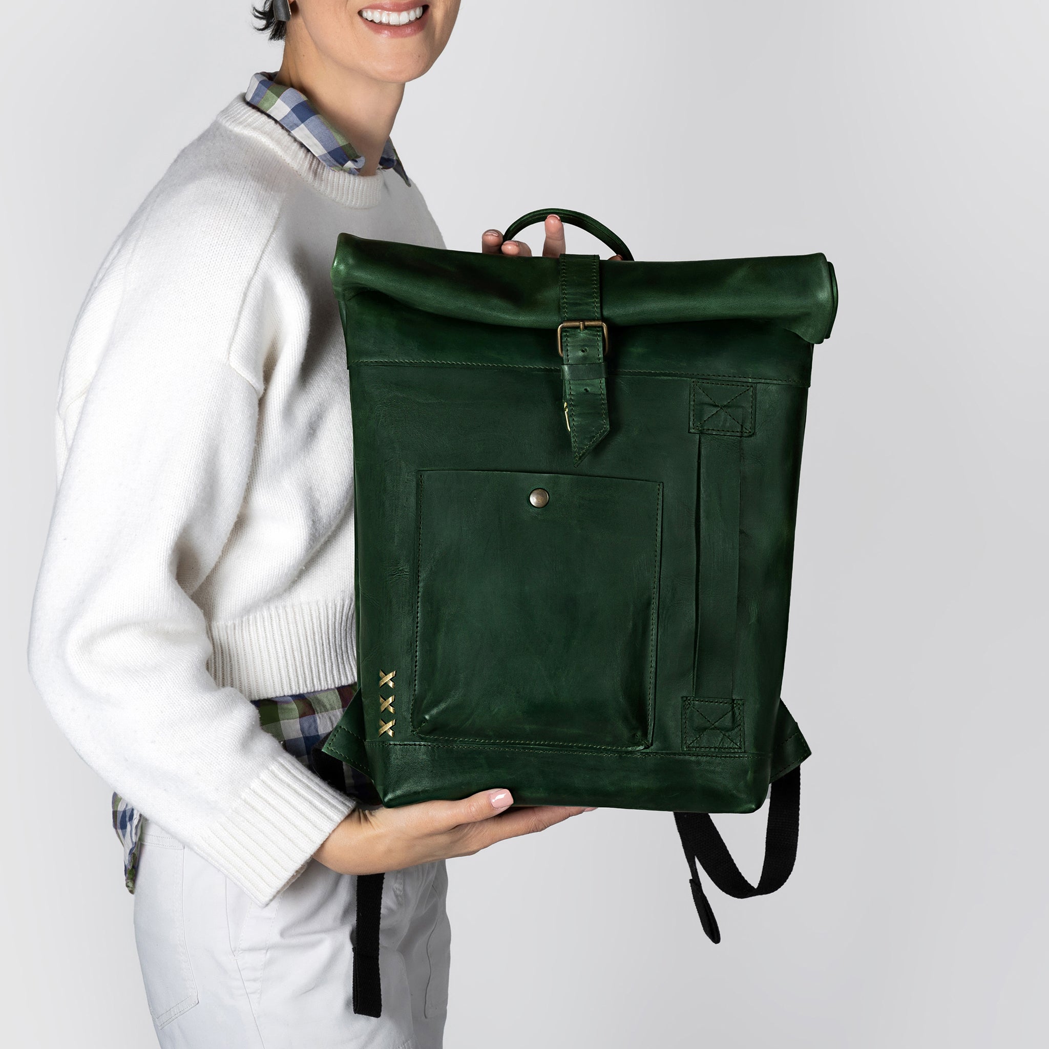 Roll-Top Handcrafting ,Women's Leather Backpack - Wanderlust 13-16 inch. laptops