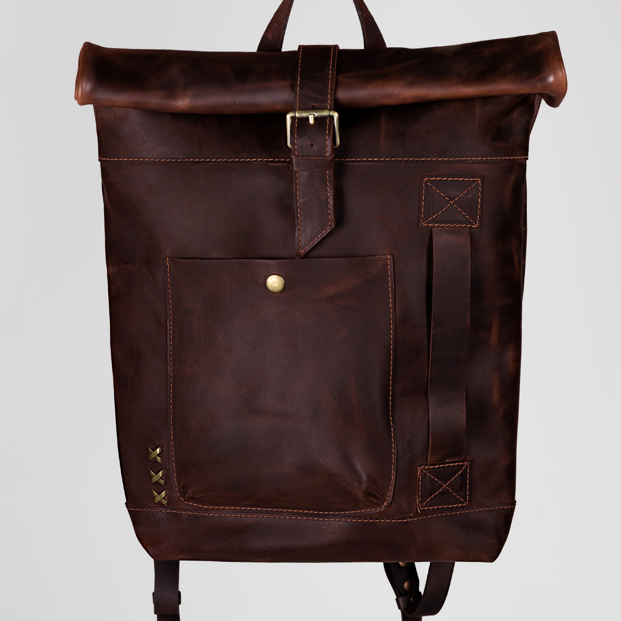 Roll-Top Handcrafting ,Women's Leather Backpack - Wanderlust 13-16 inch. laptops