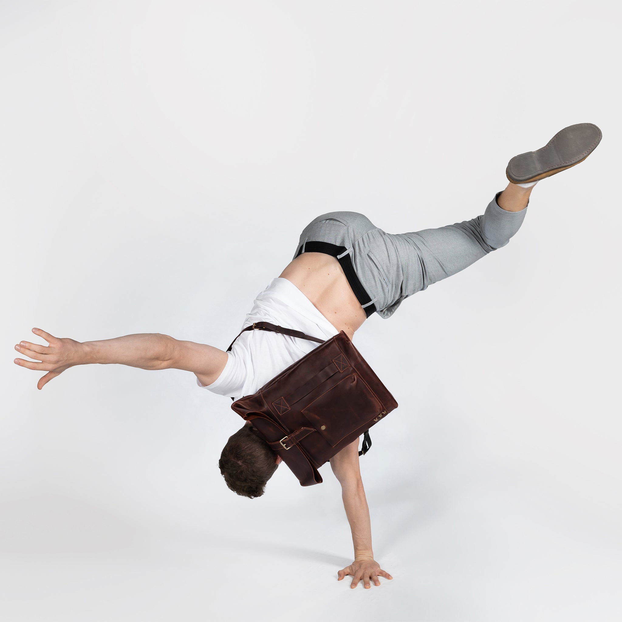 Men's Handcrafting Leather Roll-Top Backpack - Wanderlust 13", 14", 15" and 16" inch laptops