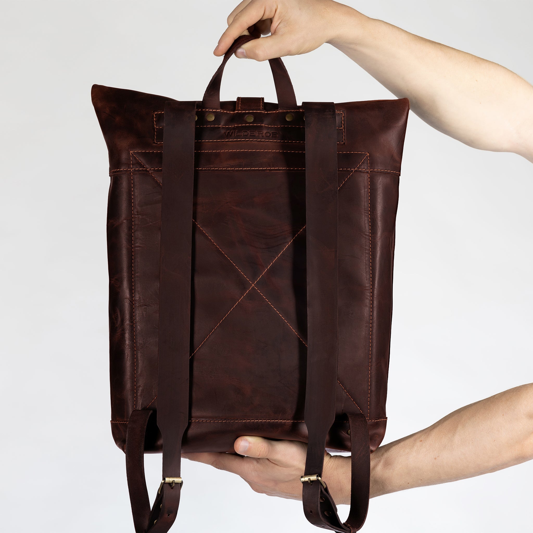 Roll-Top Handcrafting ,Women's Leather Backpack - Wanderlust 13-16 inch. laptops
