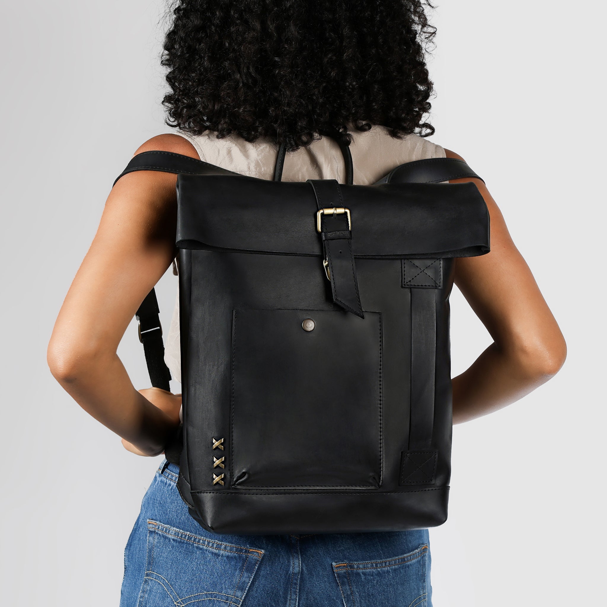Roll-Top Handcrafting ,Women's Leather Backpack - Wanderlust 13-16 inch. laptops