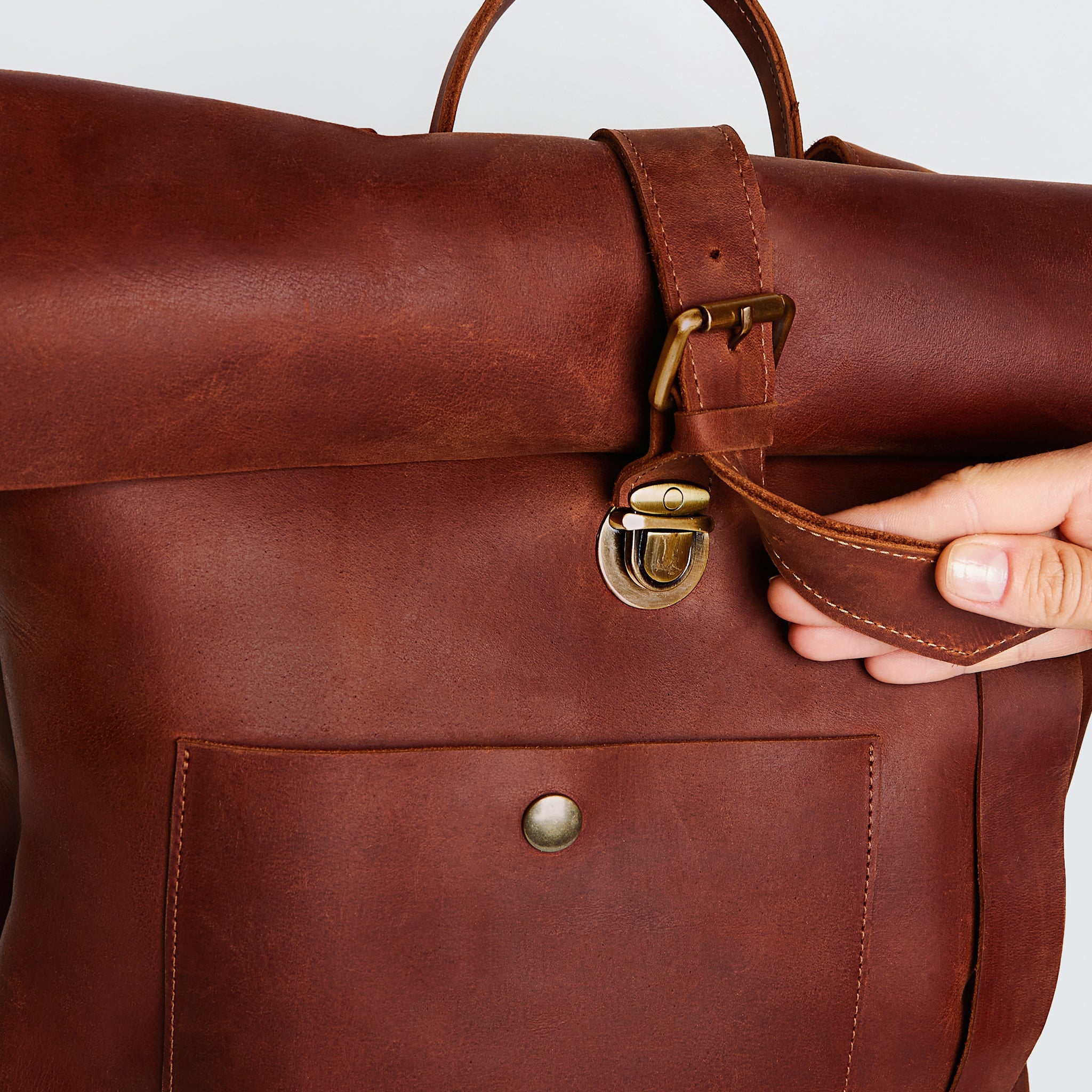 Roll-Top Handcrafting ,Women's Leather Backpack - Wanderlust 13-16 inch. laptops