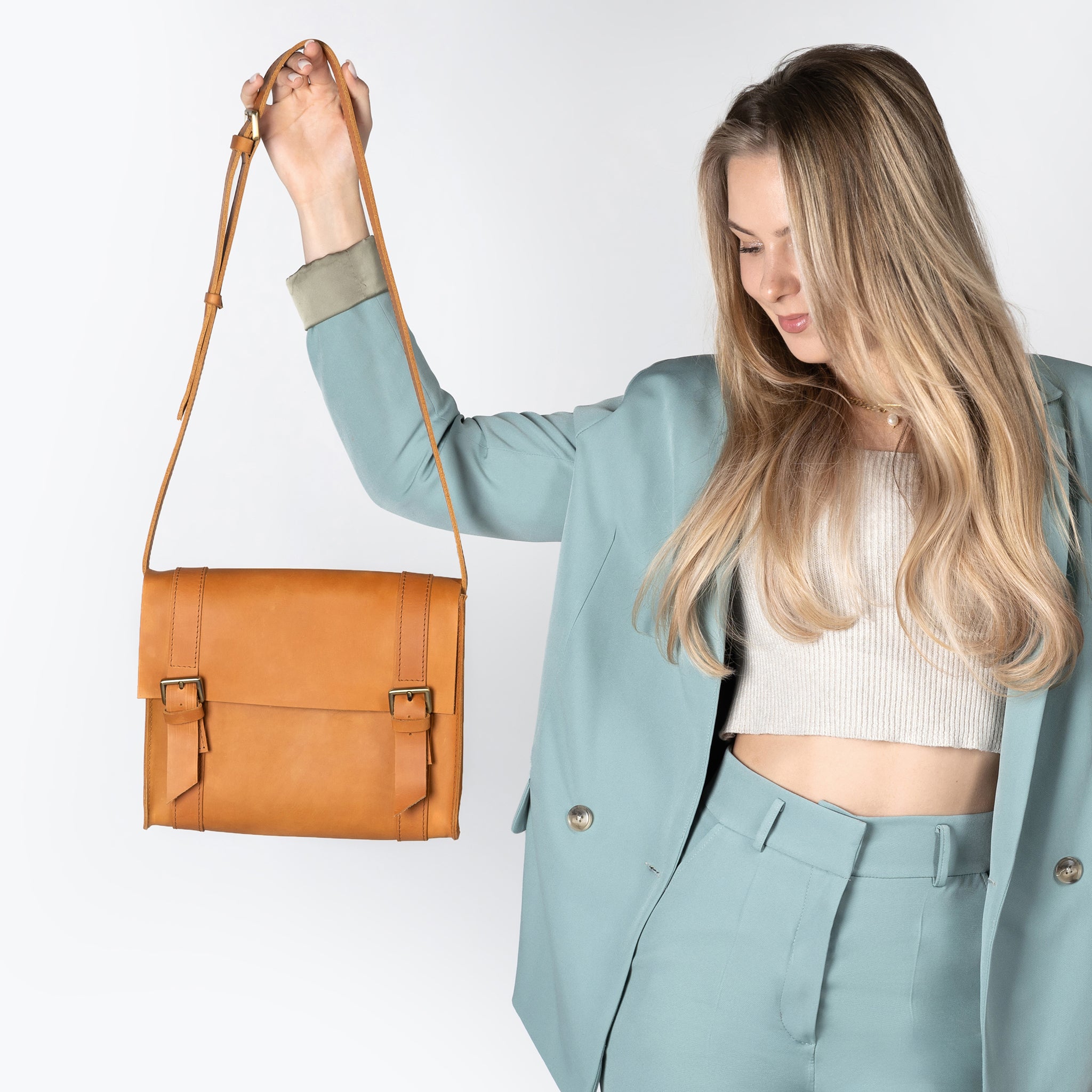 Handmade Leather Satchel Bag Crossbody Bag Women - Vintage wood