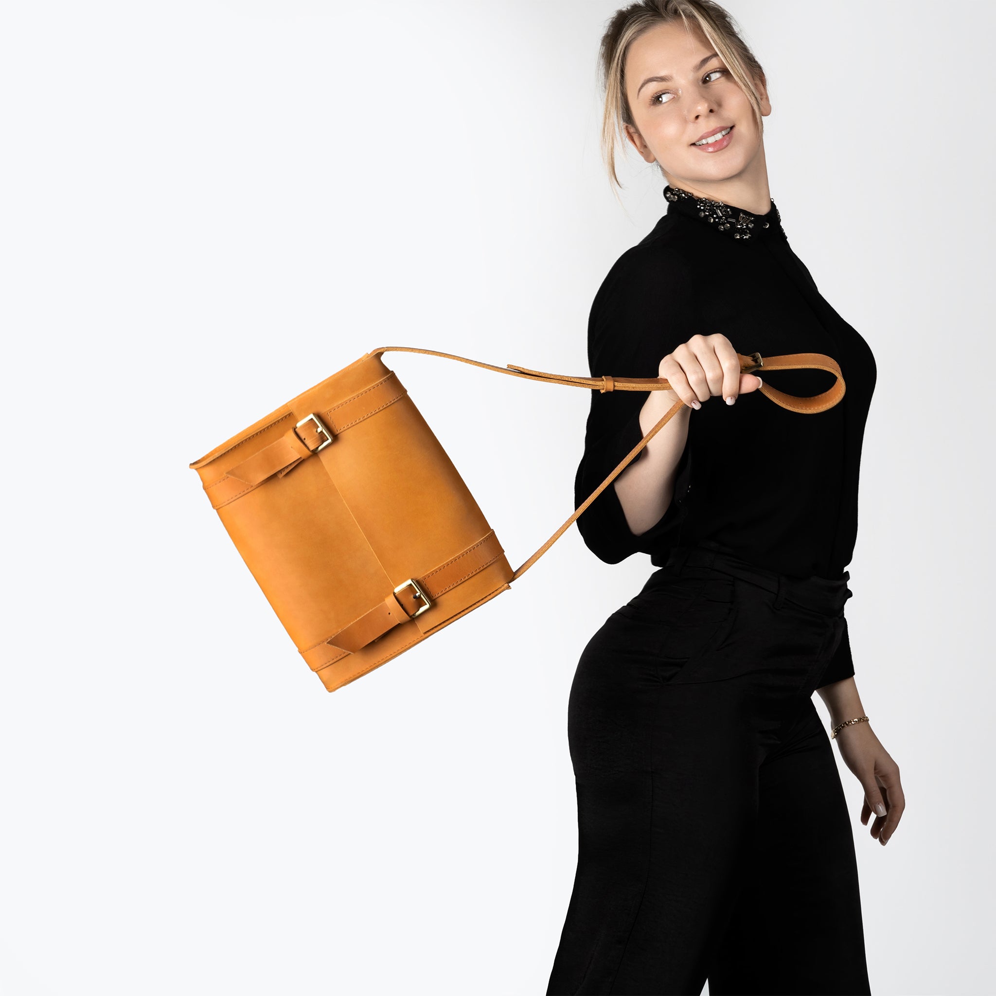Handmade Leather Satchel Bag Crossbody Bag Women - Vintage wood