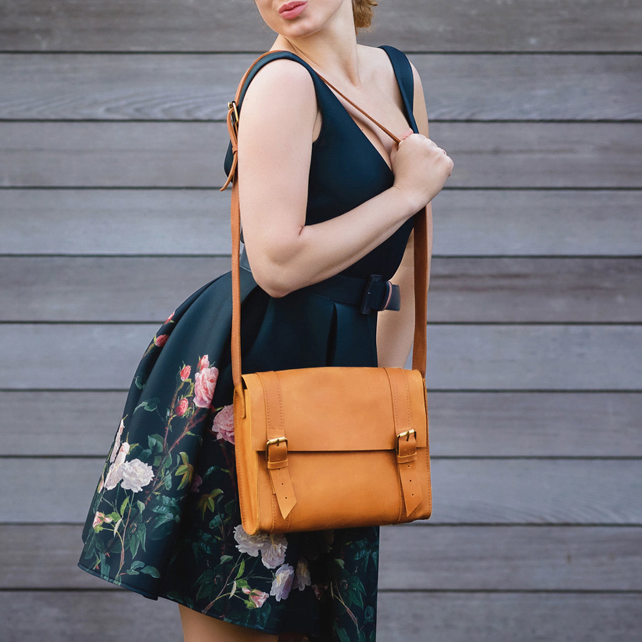 Handmade Leather Satchel Bag Crossbody Bag Women - Vintage wood