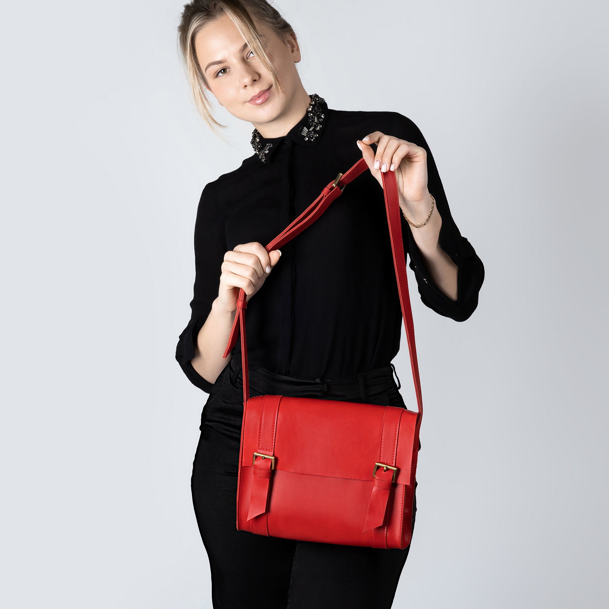 Handmade Leather Satchel Bag Crossbody Bag Women - Vintage wood