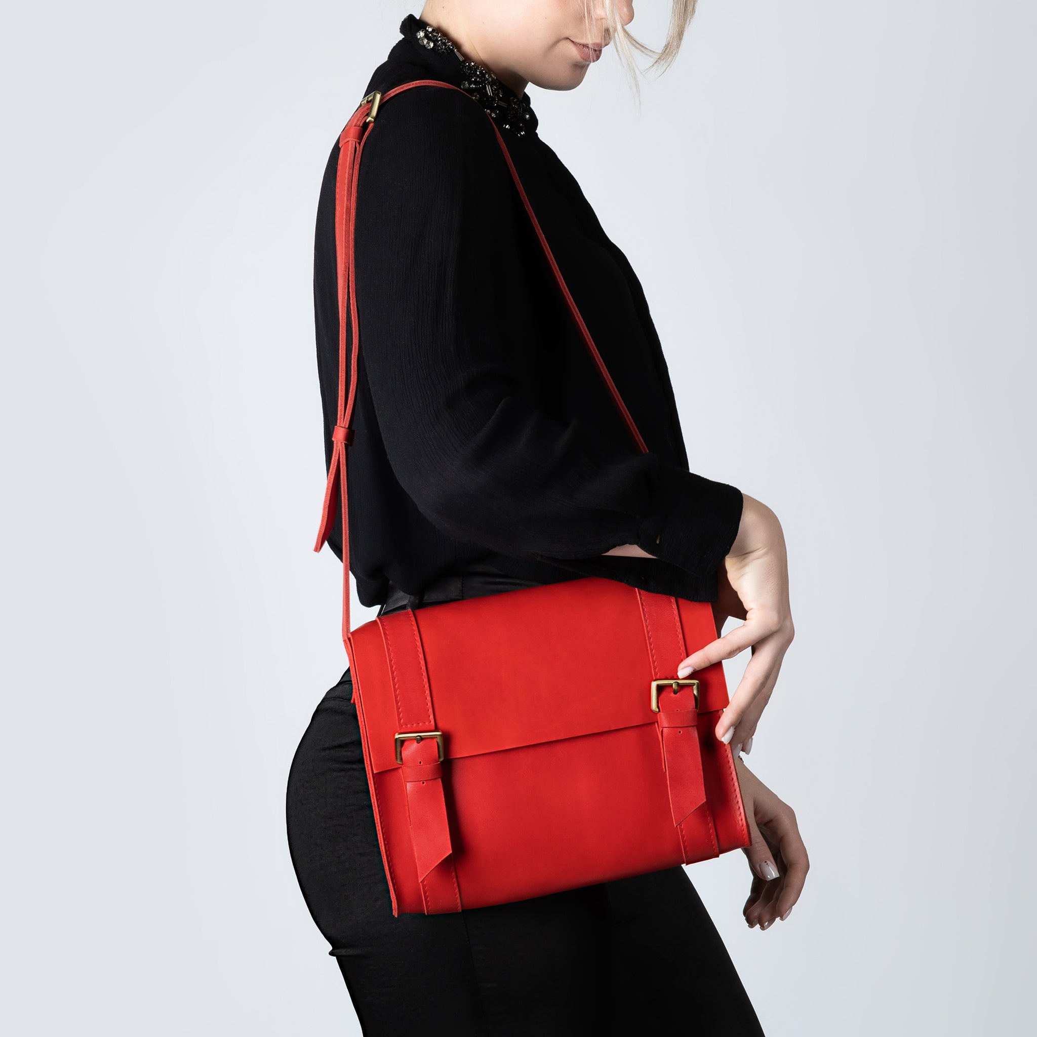 Handmade Leather Satchel Bag Crossbody Bag Women - Vintage wood