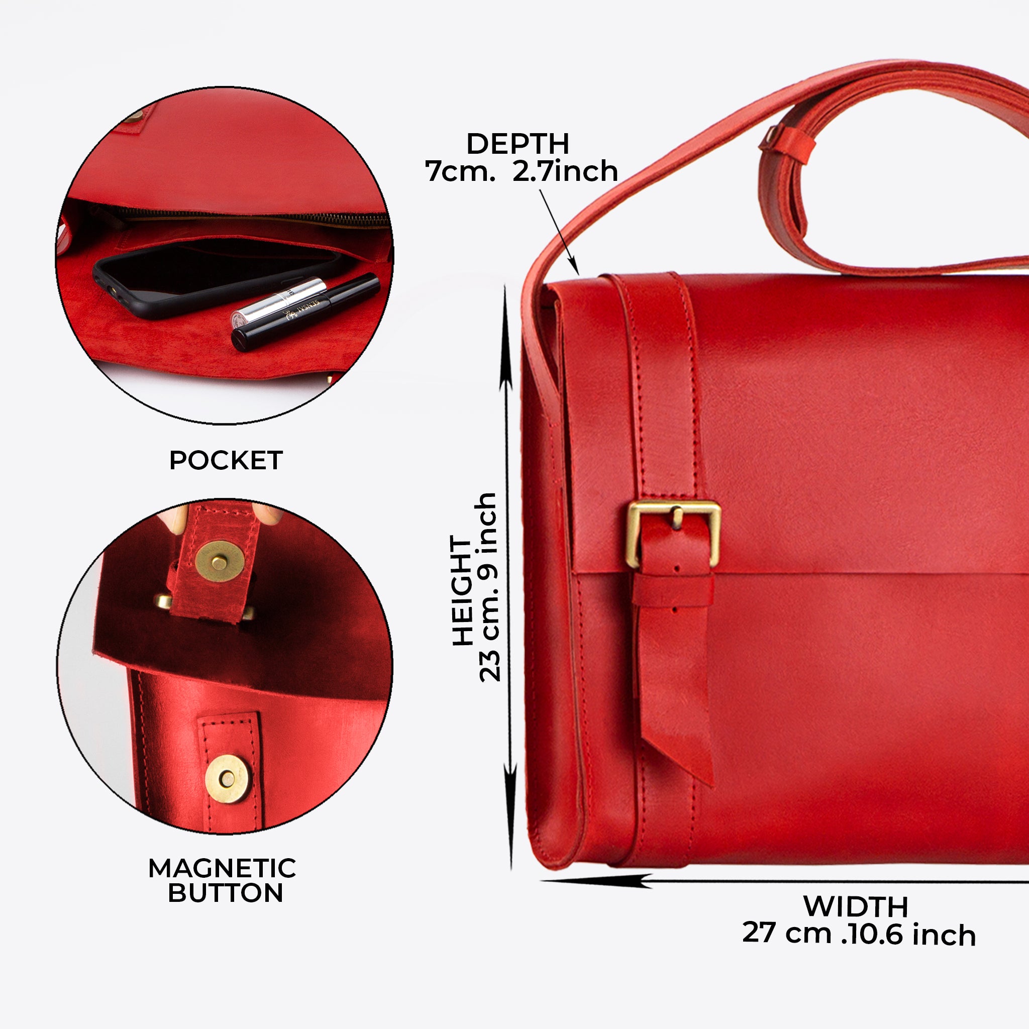 Handmade Leather Satchel Bag Crossbody Bag Women - Vintage wood