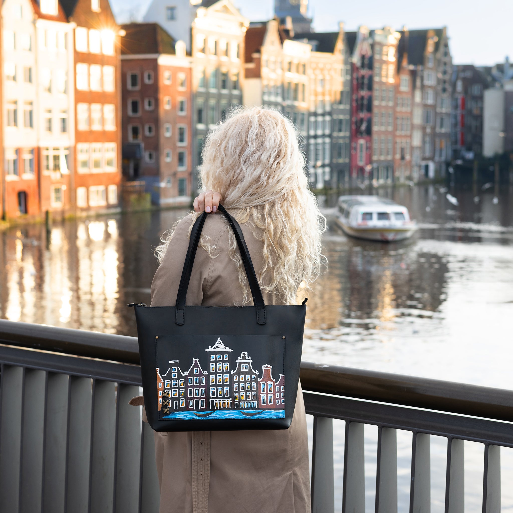 Amsterdam Women's Leather Tote Painting Shopper Dutch Design