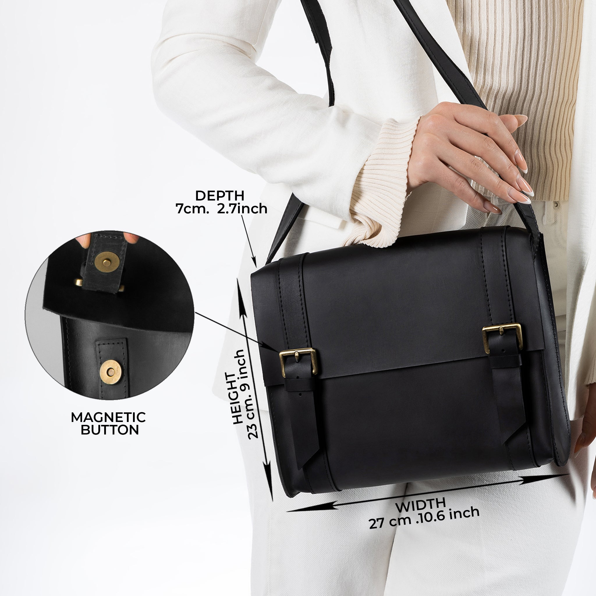 Handmade Leather Satchel Bag Crossbody Bag Women - Vintage wood
