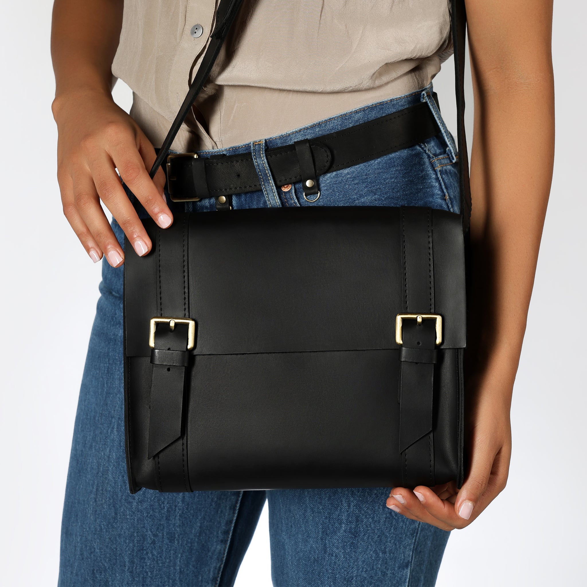 Handmade Leather Satchel Bag Crossbody Bag Women - Vintage wood