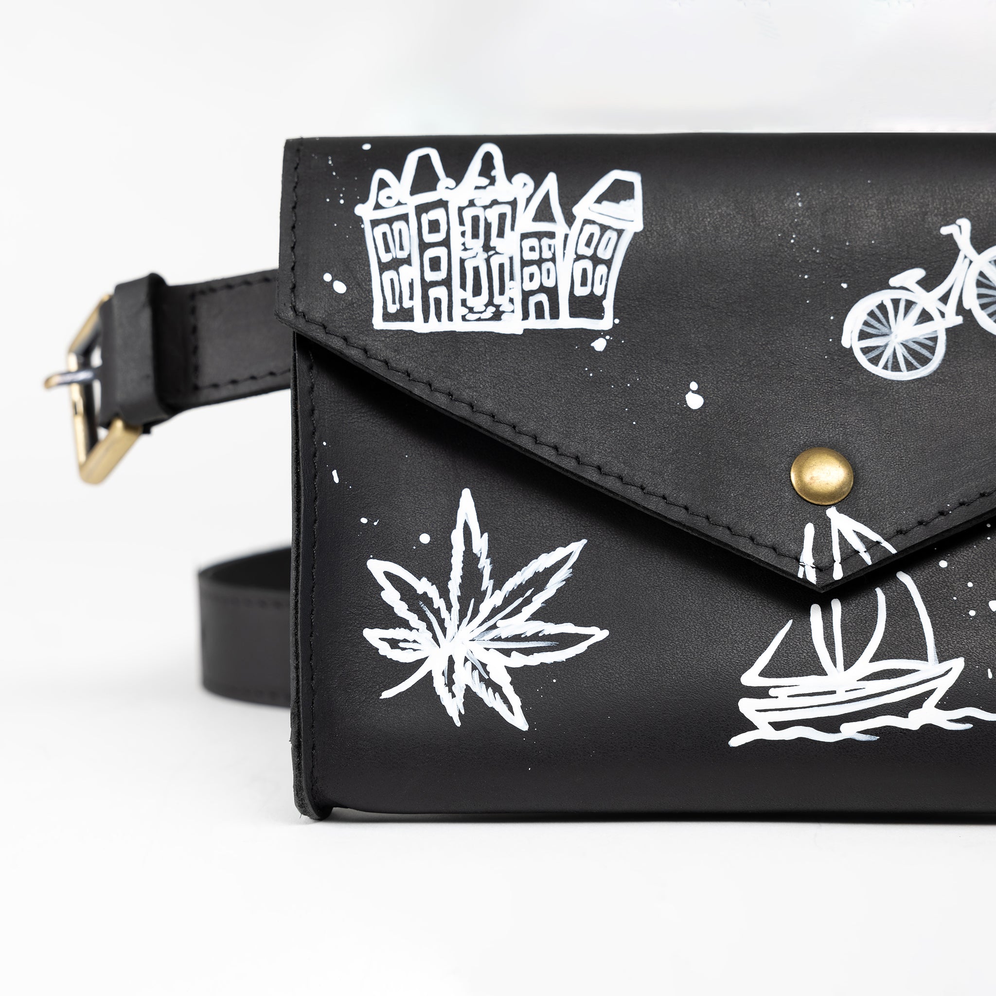Amsterdam Leather Bag - Hand-drawn leather bag