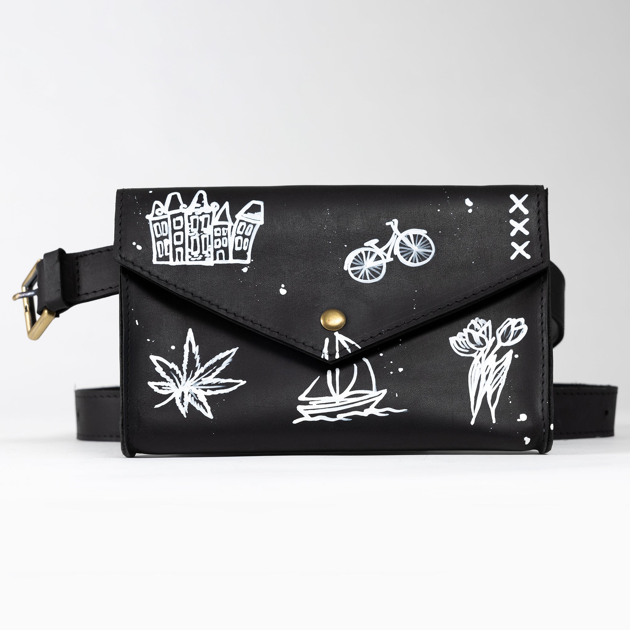 Amsterdam Leather Bag - Hand-drawn leather bag