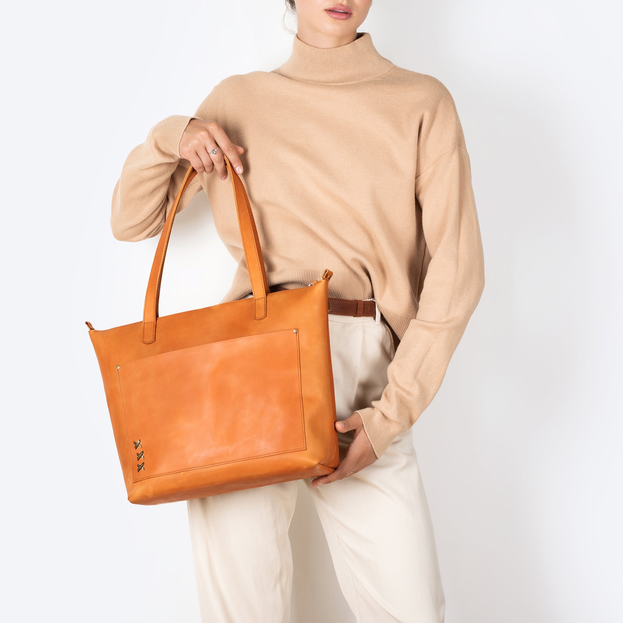 Handmade Leather Tote, Large Women Shopper - Essentials