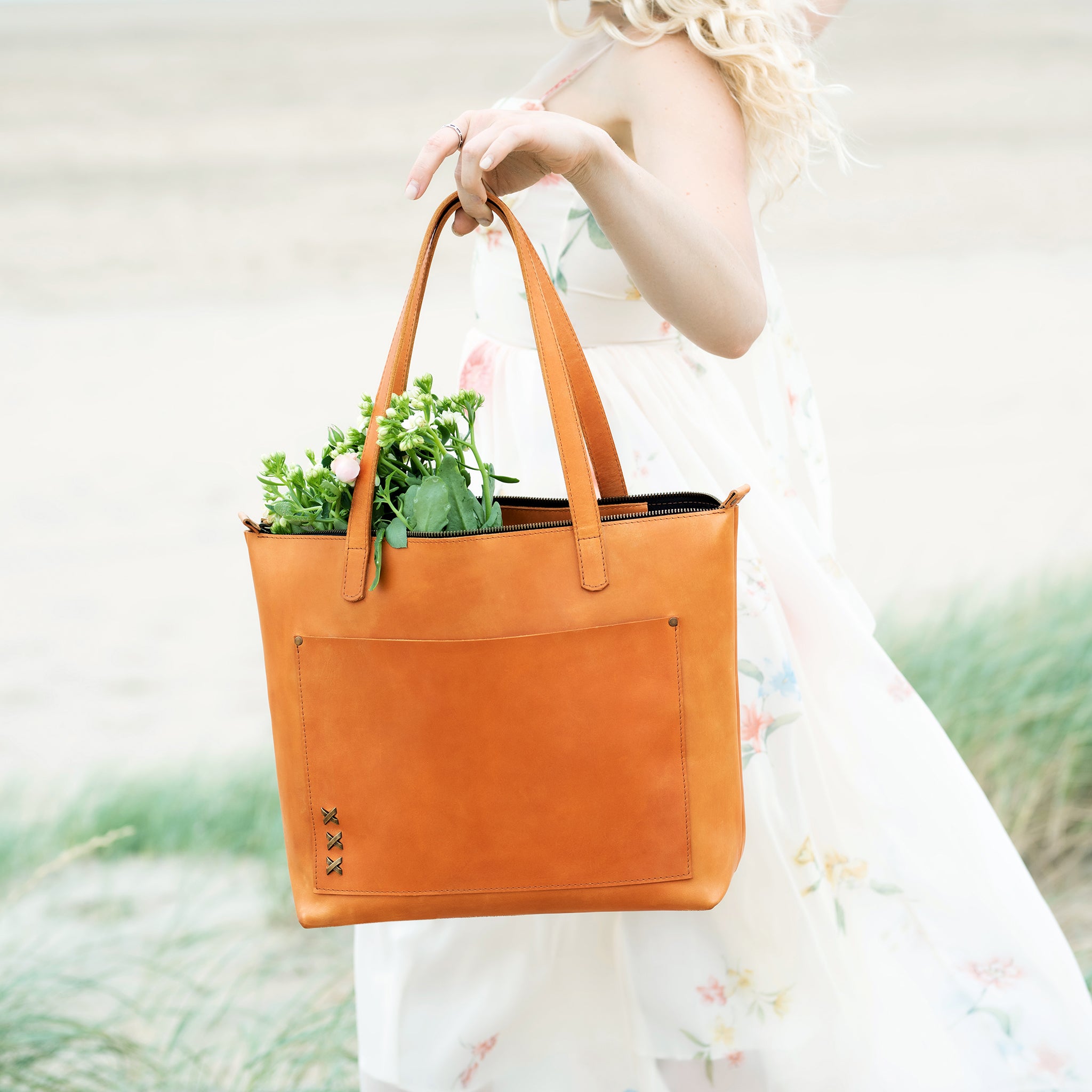 Handmade Leather Tote, Large Women Shopper - Essentials