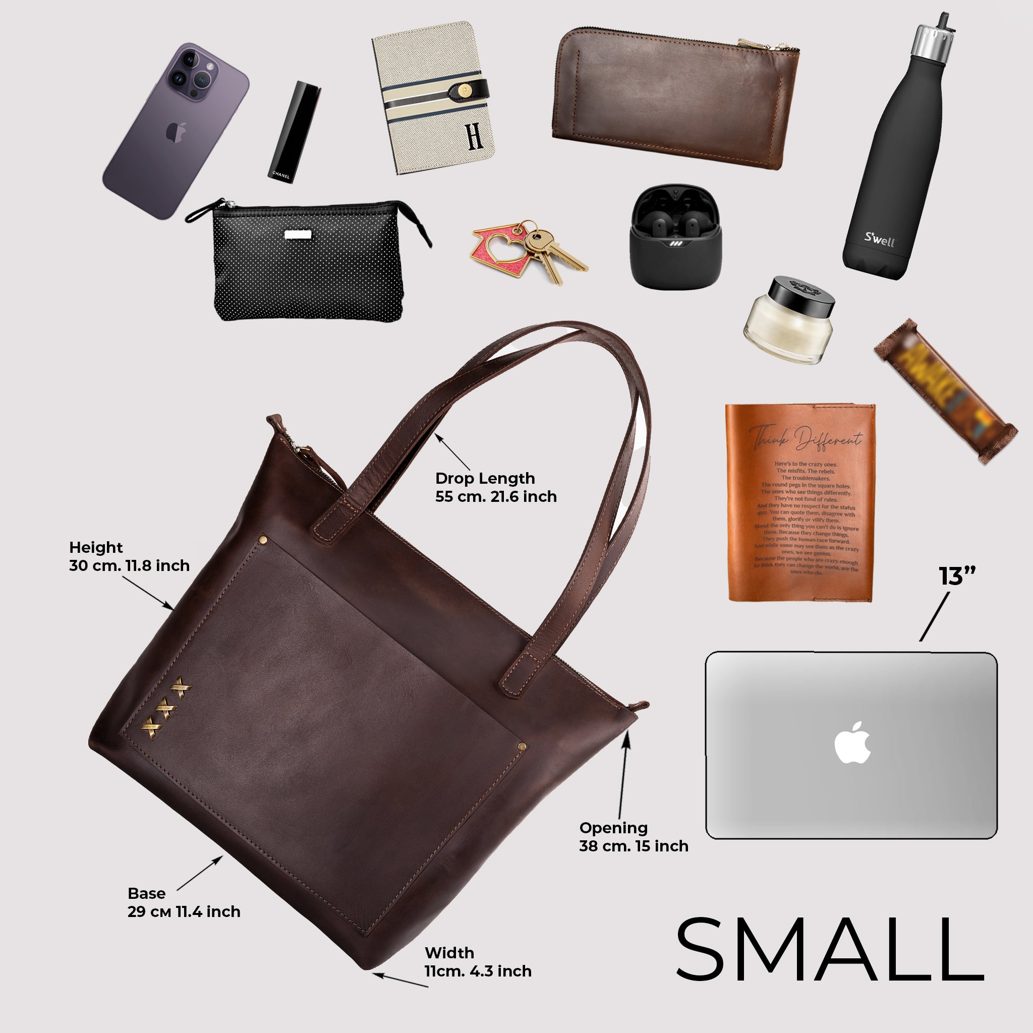 Handmade Leather Tote, Large Women Shopper - Essentials