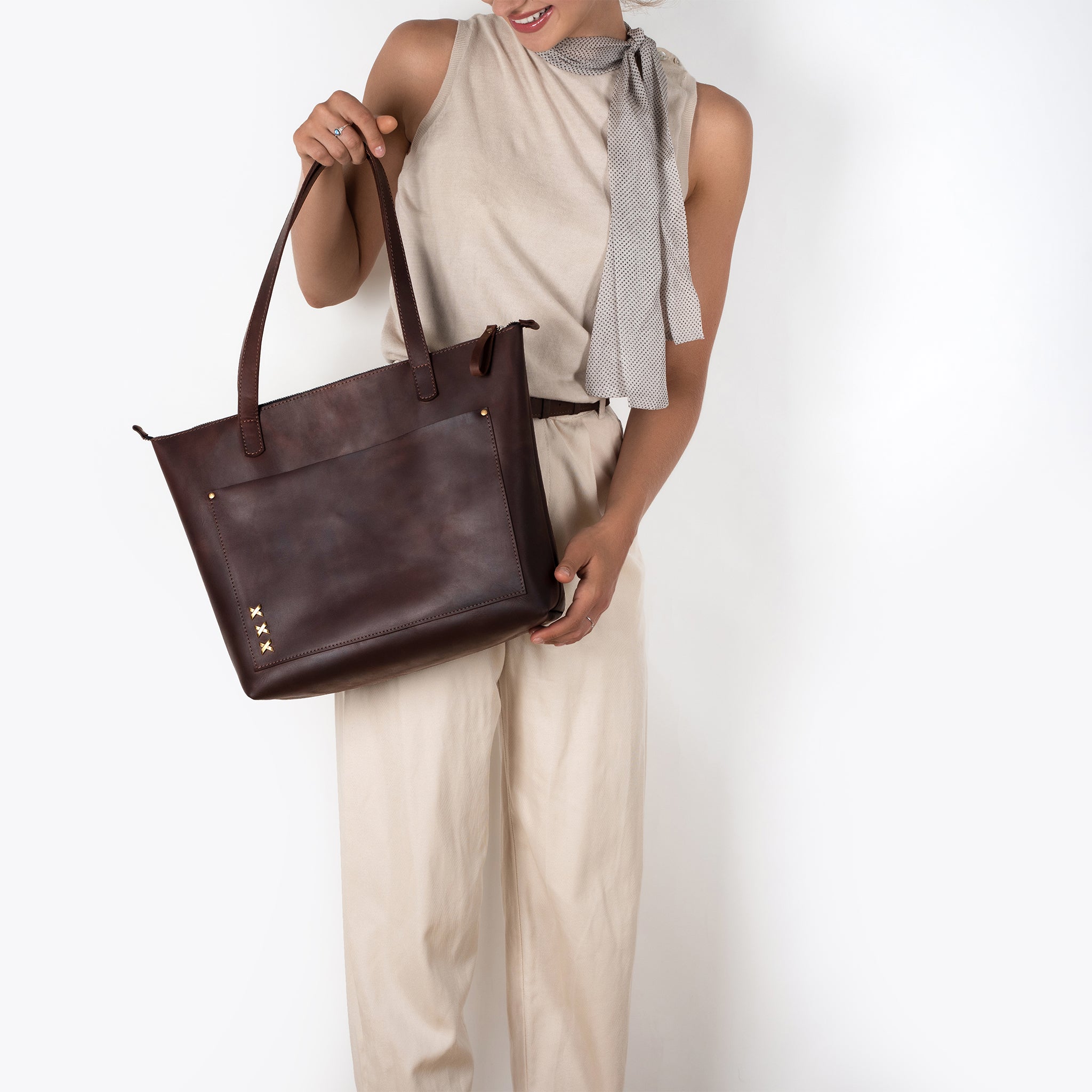 Handmade Leather Tote, Large Women Shopper - Essentials