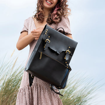 13 laptop backpack leather women Women's Handcrafting Leather Backpack- 13
