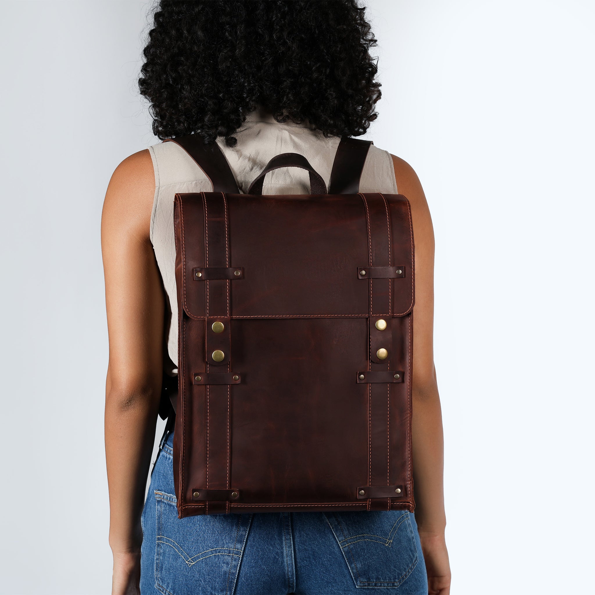 Women's Handcrafting Leather Backpack - Storyteller 13", 14", 15" and 16" inch laptops