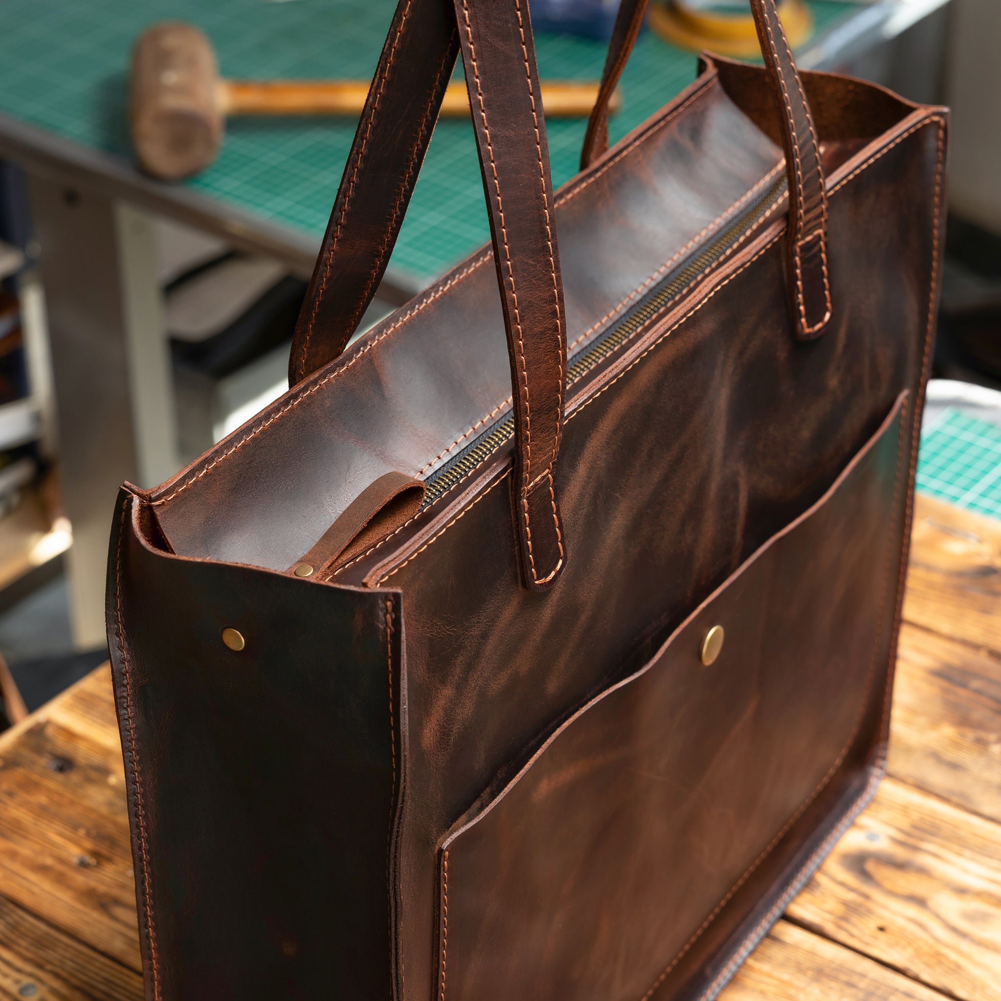 Handmade Leather Tote Laptop Bag For Women 13"and 14 inch. Laptops  - Western