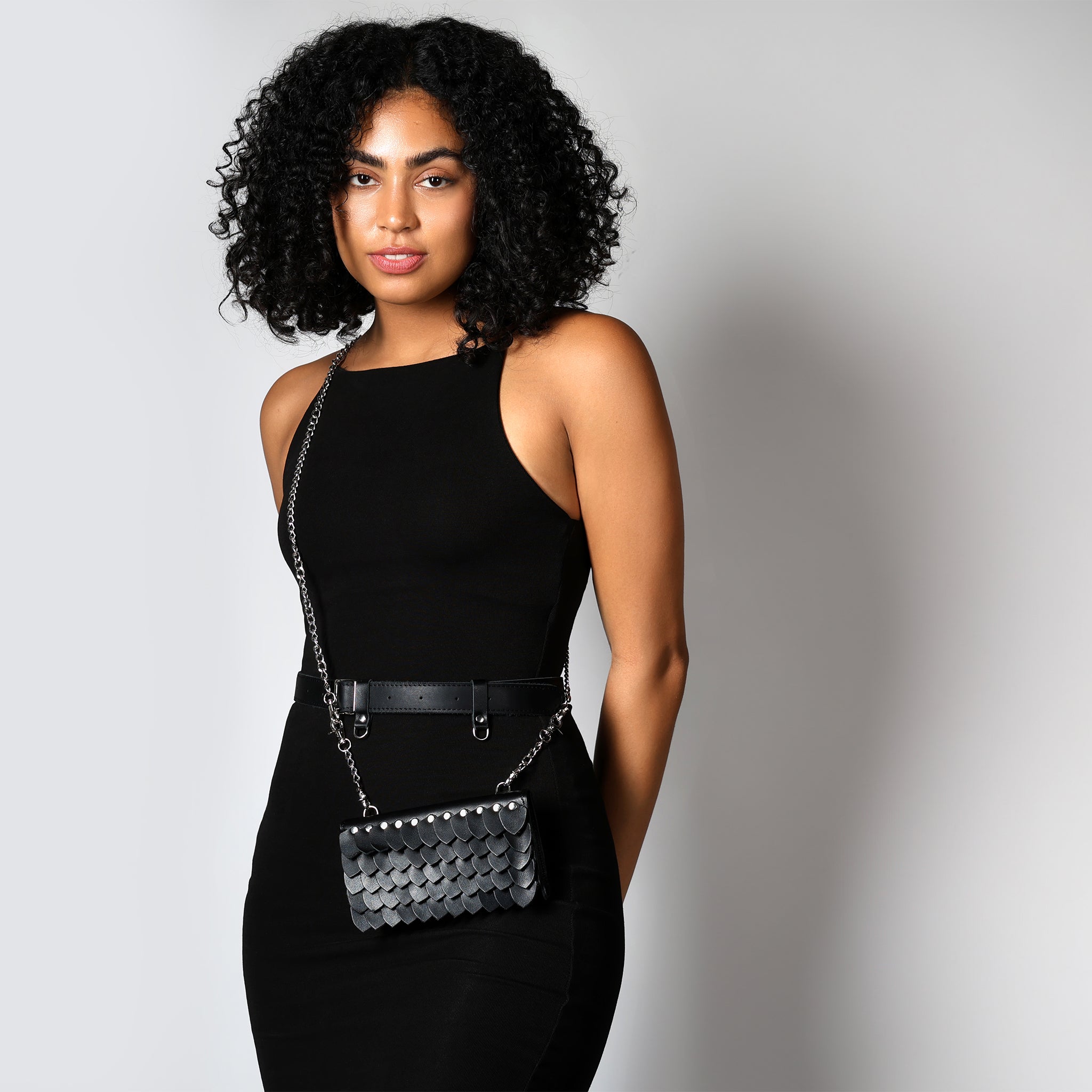 Designer handmade Leather Belt Bag, Crossbody Women Bag - Shield Dragon