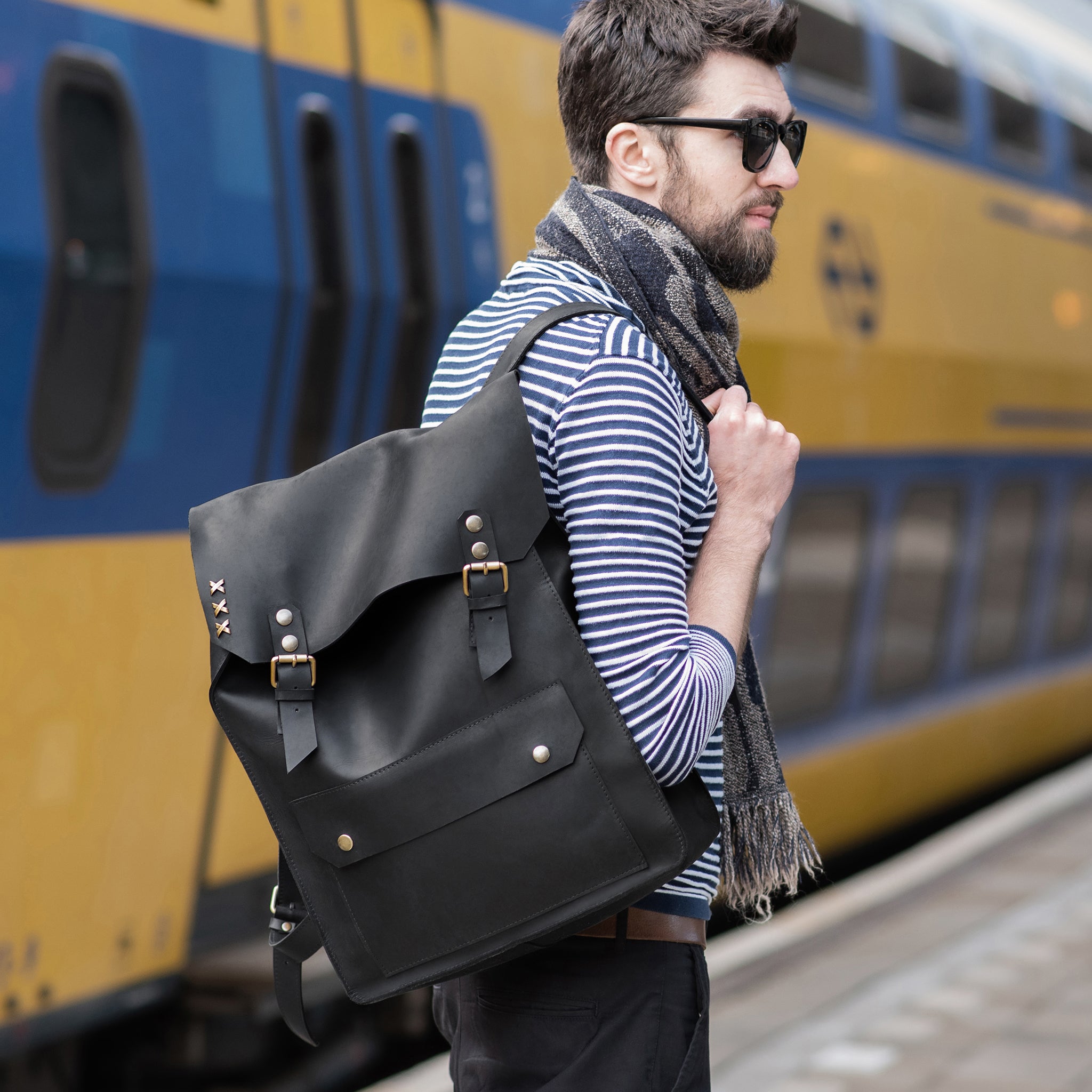 Handmade Men's Leather  Backpack Black  -  Vondel 13", 14", 15" and 16" inch laptops