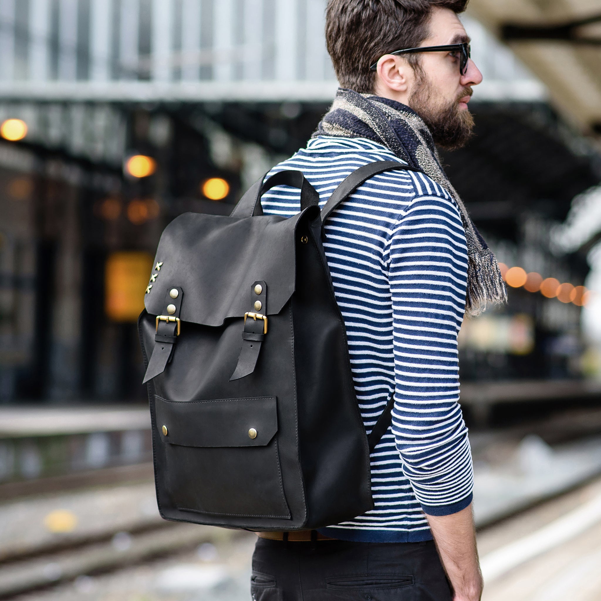 Handmade Men's Leather  Backpack Black  -  Vondel 13", 14", 15" and 16" inch laptops