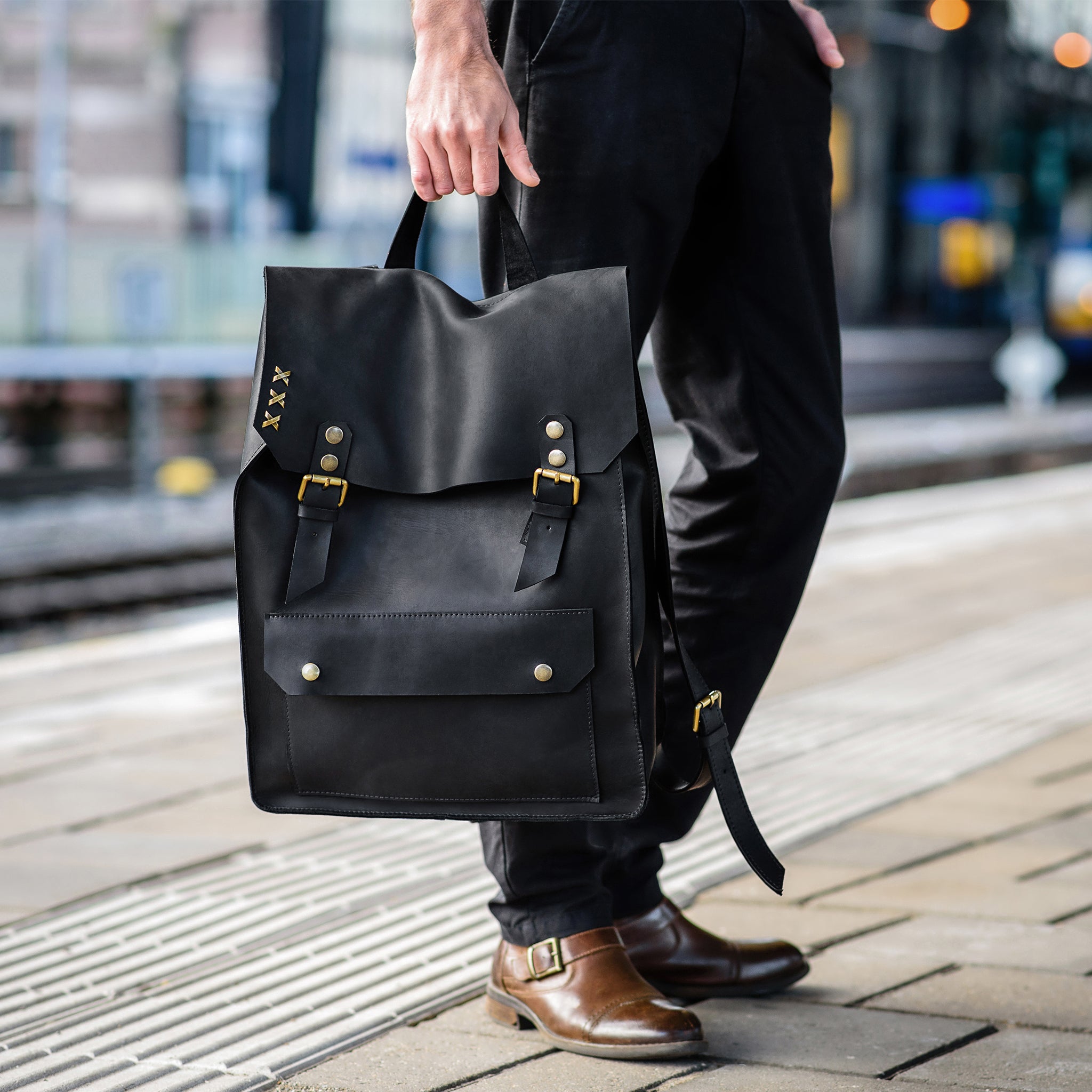 Handmade Men's Leather  Backpack Black  -  Vondel 13", 14", 15" and 16" inch laptops