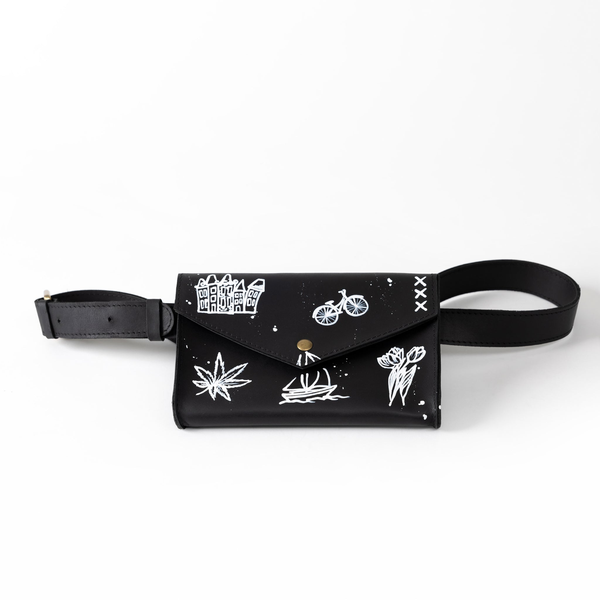 Amsterdam Leather Bag - Hand-drawn leather bag